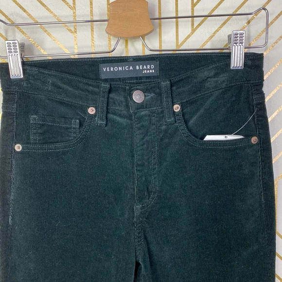 Veronica Beard Kate 10” Skinny Corduroy Jeans in Forest Green Size US 24 - Picture 3 of 12